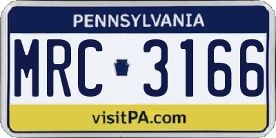 PA license plate MRC3166