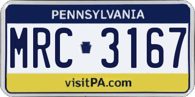 PA license plate MRC3167