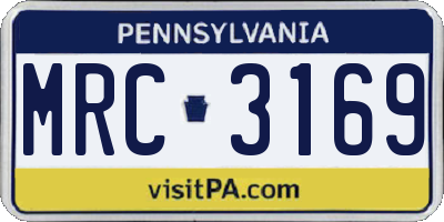 PA license plate MRC3169