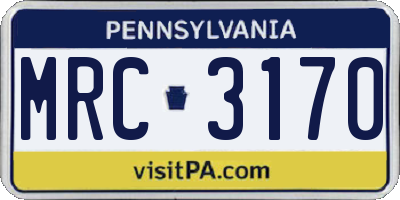 PA license plate MRC3170