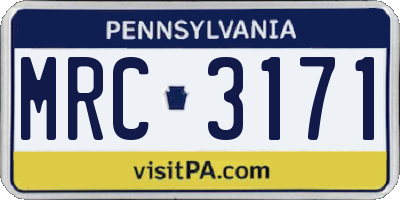 PA license plate MRC3171