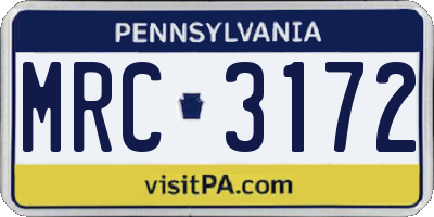PA license plate MRC3172
