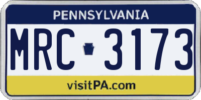 PA license plate MRC3173