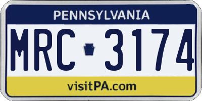 PA license plate MRC3174