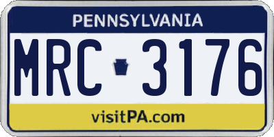 PA license plate MRC3176
