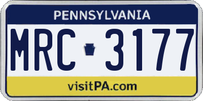 PA license plate MRC3177