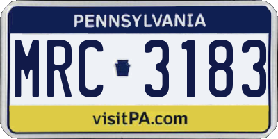 PA license plate MRC3183