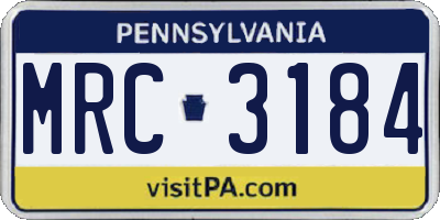 PA license plate MRC3184