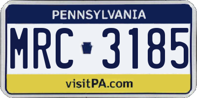 PA license plate MRC3185