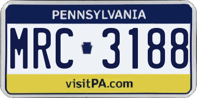 PA license plate MRC3188