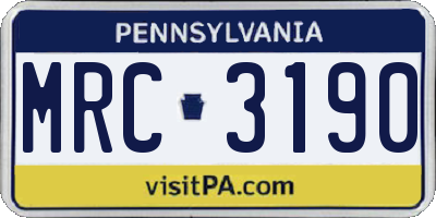 PA license plate MRC3190