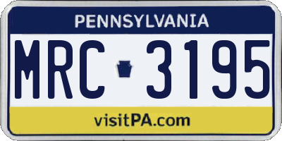 PA license plate MRC3195
