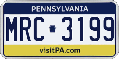 PA license plate MRC3199