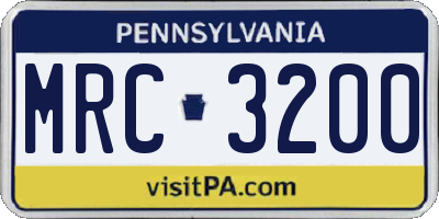 PA license plate MRC3200