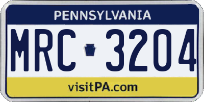 PA license plate MRC3204