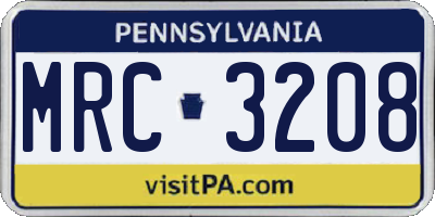 PA license plate MRC3208