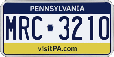 PA license plate MRC3210