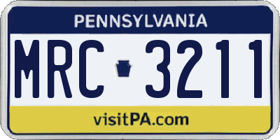 PA license plate MRC3211