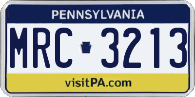 PA license plate MRC3213