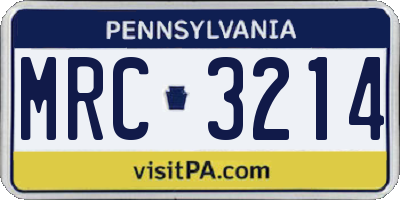 PA license plate MRC3214