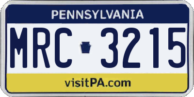 PA license plate MRC3215