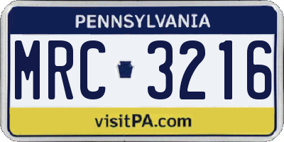 PA license plate MRC3216