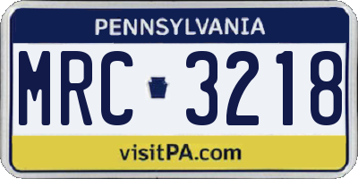 PA license plate MRC3218