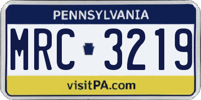 PA license plate MRC3219