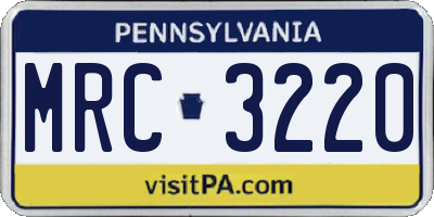 PA license plate MRC3220