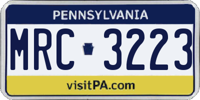 PA license plate MRC3223