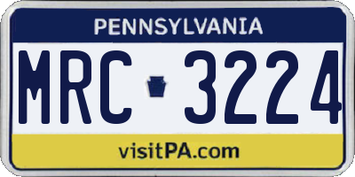 PA license plate MRC3224