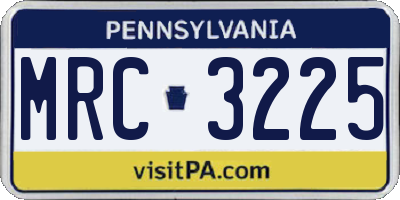 PA license plate MRC3225