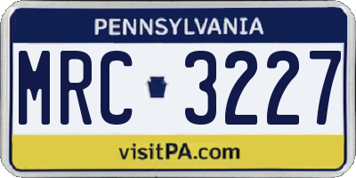 PA license plate MRC3227
