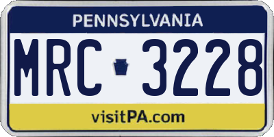 PA license plate MRC3228