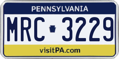 PA license plate MRC3229