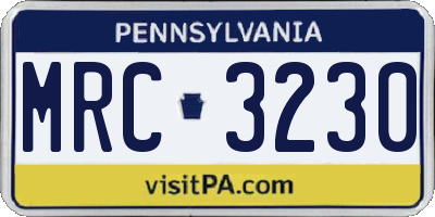 PA license plate MRC3230