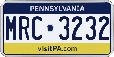 PA license plate MRC3232