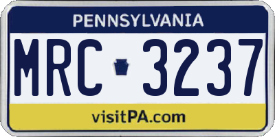 PA license plate MRC3237