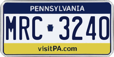 PA license plate MRC3240