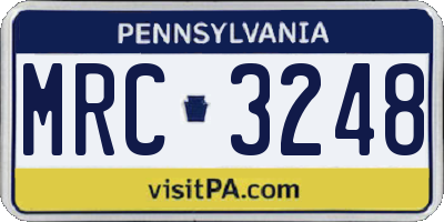 PA license plate MRC3248