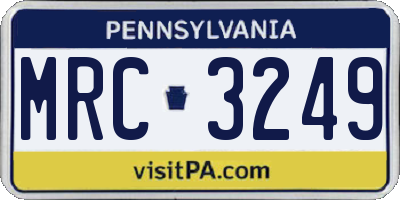 PA license plate MRC3249