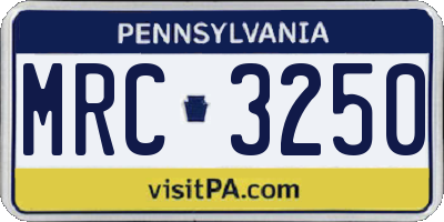PA license plate MRC3250