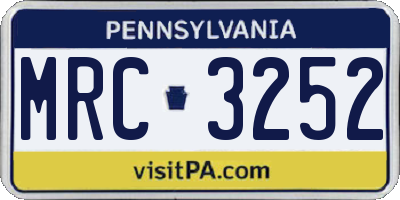 PA license plate MRC3252