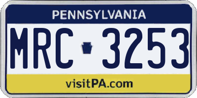 PA license plate MRC3253