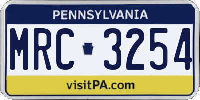 PA license plate MRC3254
