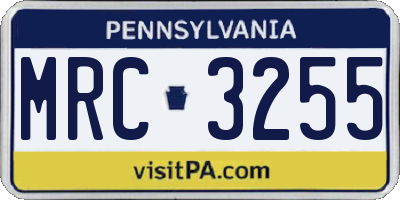 PA license plate MRC3255