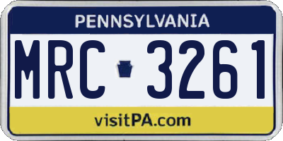 PA license plate MRC3261