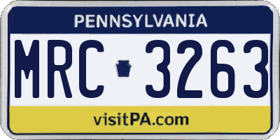 PA license plate MRC3263