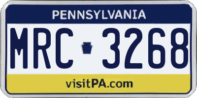 PA license plate MRC3268