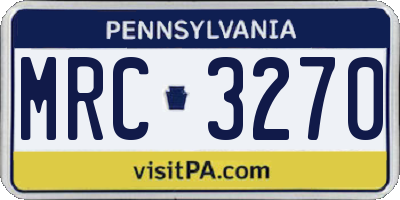 PA license plate MRC3270